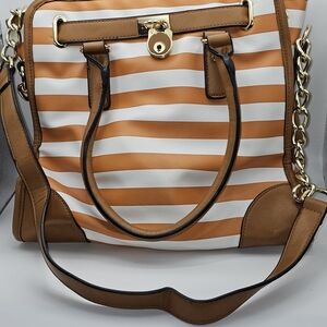 Unbranded Striped Brown‎ and White Shoulder Bag